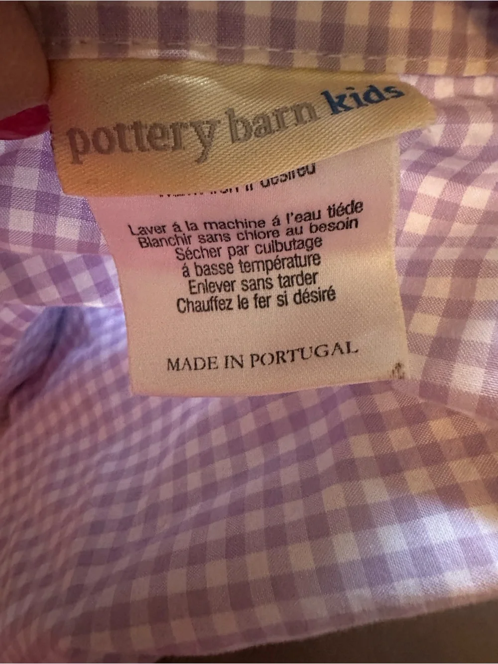 Pottery Barn Kids Lilac Gingham reversible Duvet only